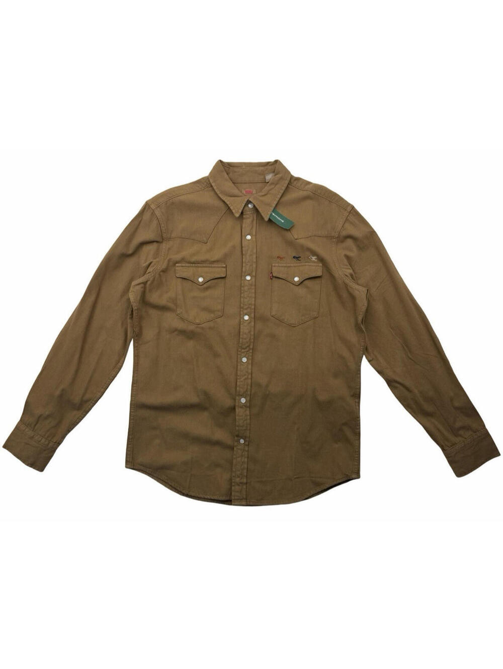 Levi's Men's Classic Standard Fit Western Embroidered Button Shirt Tan Size M